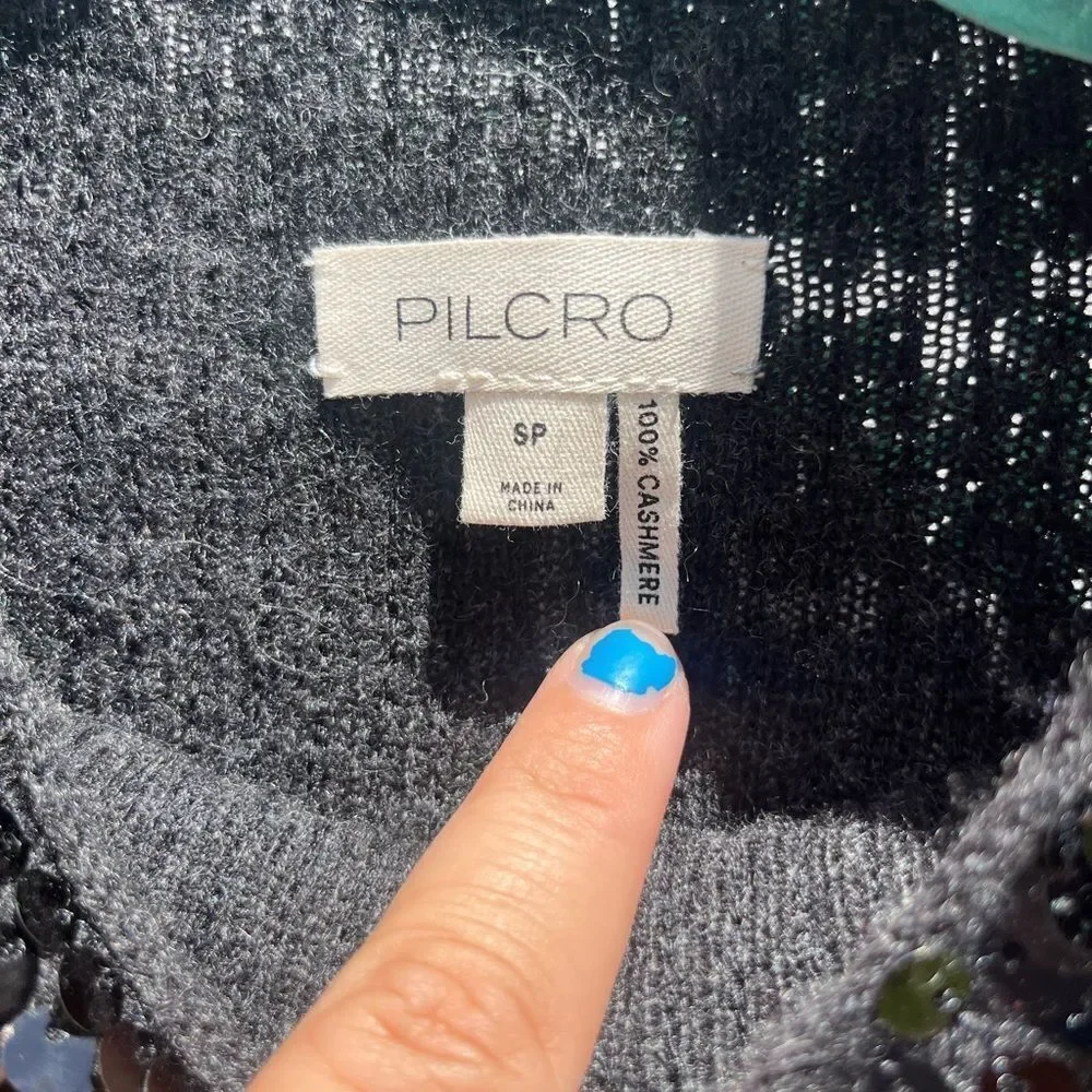 Anthropologie The Alani Cashmere Mock-Neck Sweater by Pilcro Sequin Edition NWT